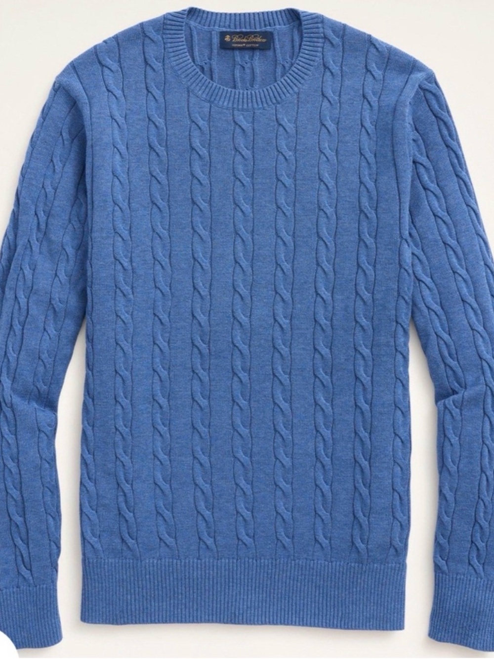 BROOKS BROTHERS Men’s Supima Cotton Blue Cable Knit Sweater Sz Medium - Picture 3 of 7